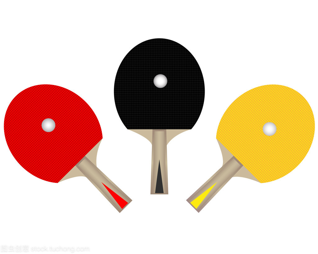 三個乒乓球球拍