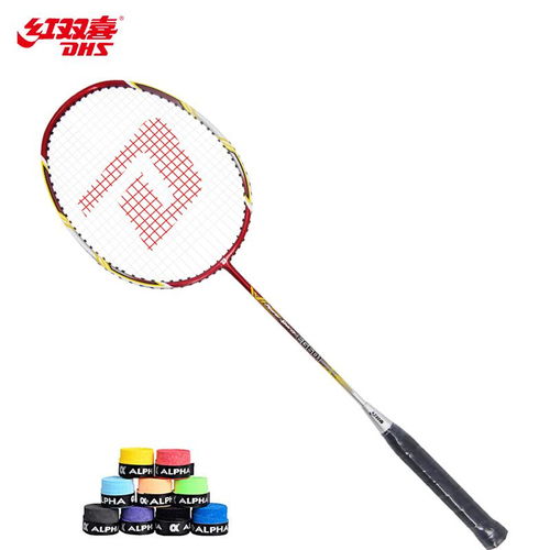 原價 89 現(xiàn)價 76 紅雙喜dhs羽毛球拍單拍碳素比賽羽拍eg601 已穿線贈手膠